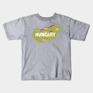 Hungary Illustrated Map Kids T-Shirt